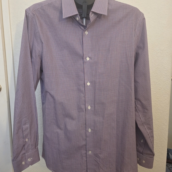 Banana Republic Other - Banana Republic Large Slim Fit Non-Iron Cotton Dress Shirt Red Blue Check